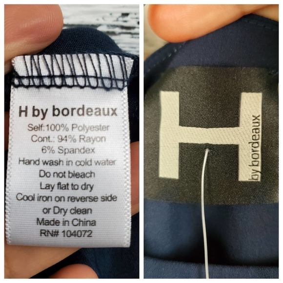 H By Bordeaux Layered Sleeveless Navy Blue Chiffon Cocktail Evening Dress Small - Picture 7 of 9
